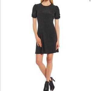 Michael Kors Metallic Dewdrop Matte Jersey Neck Short Sleeve A-Line Dress